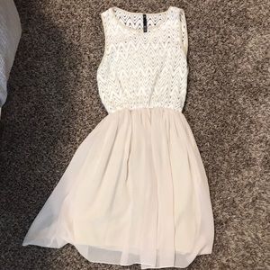 Cream and tan dress